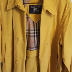 Burberry trench coat with hood.